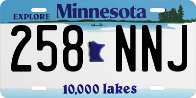 MN license plate 258NNJ