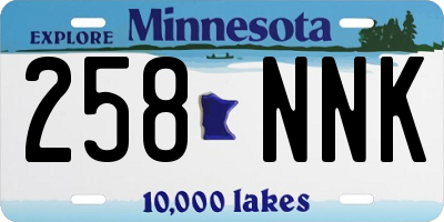 MN license plate 258NNK