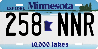 MN license plate 258NNR