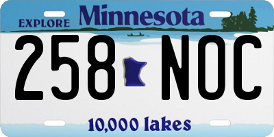 MN license plate 258NOC
