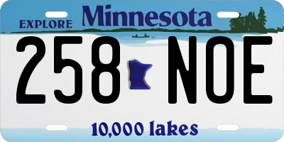 MN license plate 258NOE
