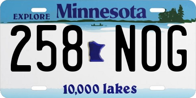 MN license plate 258NOG