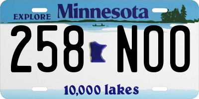 MN license plate 258NOO