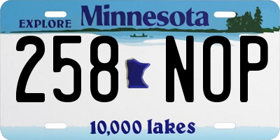 MN license plate 258NOP