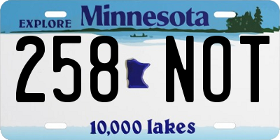 MN license plate 258NOT