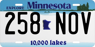 MN license plate 258NOV