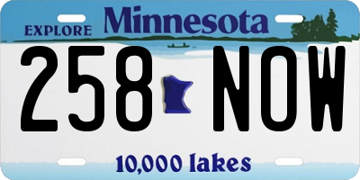 MN license plate 258NOW