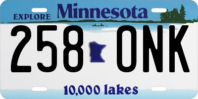 MN license plate 258ONK
