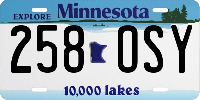 MN license plate 258OSY