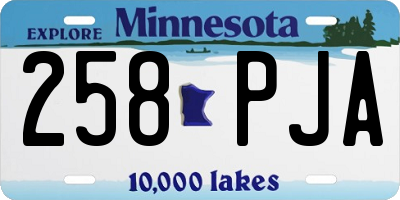 MN license plate 258PJA