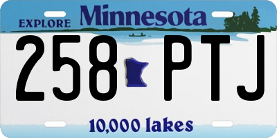 MN license plate 258PTJ