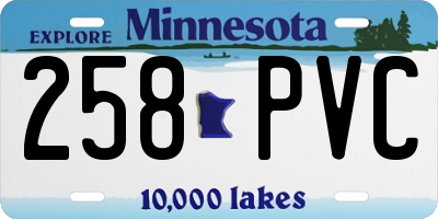 MN license plate 258PVC