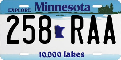 MN license plate 258RAA