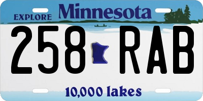 MN license plate 258RAB