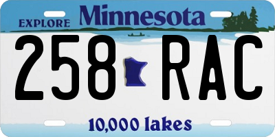 MN license plate 258RAC