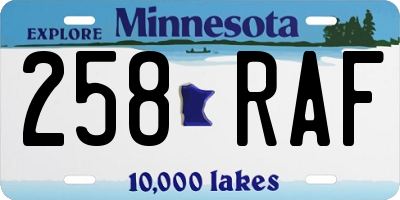 MN license plate 258RAF