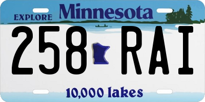 MN license plate 258RAI