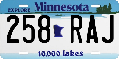 MN license plate 258RAJ