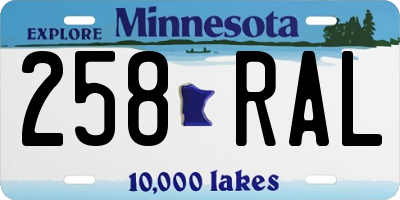 MN license plate 258RAL