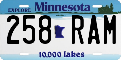 MN license plate 258RAM