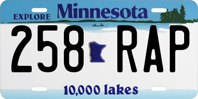 MN license plate 258RAP