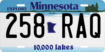MN license plate 258RAQ