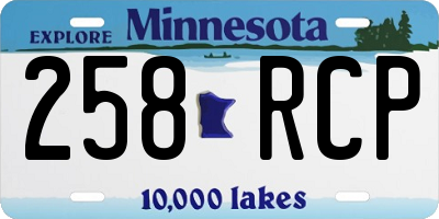 MN license plate 258RCP