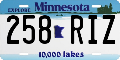 MN license plate 258RIZ