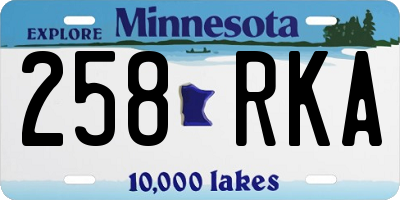 MN license plate 258RKA