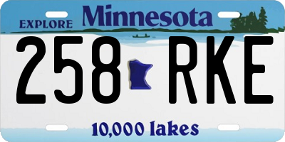 MN license plate 258RKE