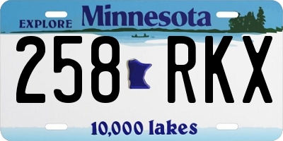 MN license plate 258RKX