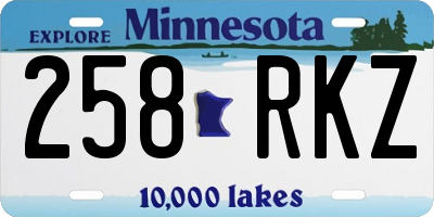 MN license plate 258RKZ