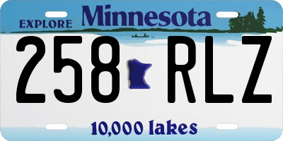 MN license plate 258RLZ