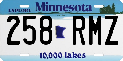 MN license plate 258RMZ