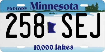 MN license plate 258SEJ