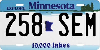 MN license plate 258SEM