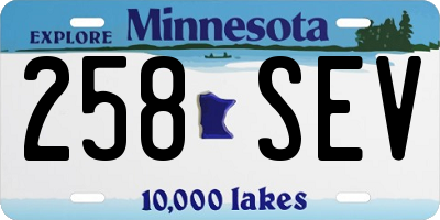 MN license plate 258SEV