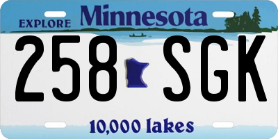 MN license plate 258SGK