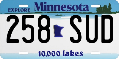 MN license plate 258SUD