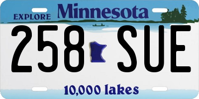 MN license plate 258SUE