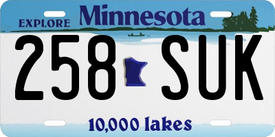 MN license plate 258SUK