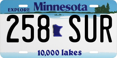MN license plate 258SUR
