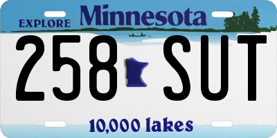 MN license plate 258SUT