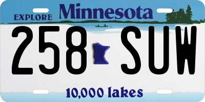 MN license plate 258SUW