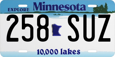 MN license plate 258SUZ
