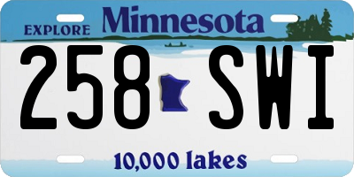 MN license plate 258SWI
