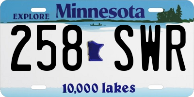 MN license plate 258SWR
