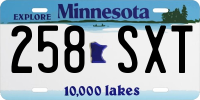 MN license plate 258SXT
