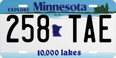 MN license plate 258TAE