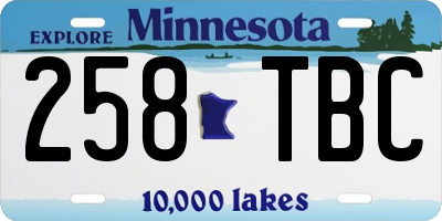 MN license plate 258TBC